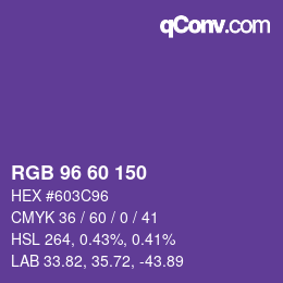 颜色代码: RGB 96 60 150 | qconv.com
