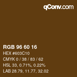 颜色代码: RGB 96 60 16 | qconv.com