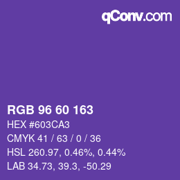 カラーコード: RGB 96 60 163 | qconv.com