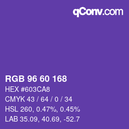 カラーコード: RGB 96 60 168 | qconv.com