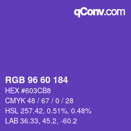 Color code: RGB 96 60 184 | qconv.com