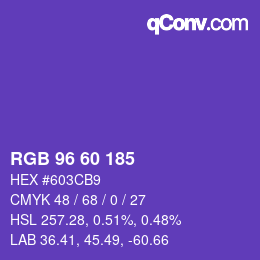 颜色代码: RGB 96 60 185 | qconv.com