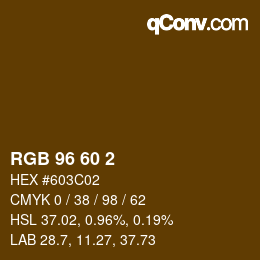 颜色代码: RGB 96 60 2 | qconv.com