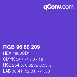 カラーコード: RGB 96 60 209 | qconv.com