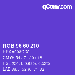 カラーコード: RGB 96 60 210 | qconv.com