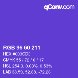 颜色代码: RGB 96 60 211 | qconv.com