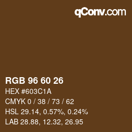 カラーコード: RGB 96 60 26 | qconv.com