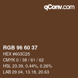 Color code: RGB 96 60 37 | qconv.com