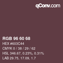 カラーコード: RGB 96 60 68 | qconv.com