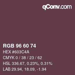 カラーコード: RGB 96 60 74 | qconv.com
