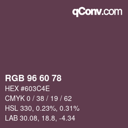 カラーコード: RGB 96 60 78 | qconv.com