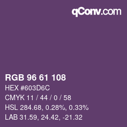 Código de color: RGB 96 61 108 | qconv.com
