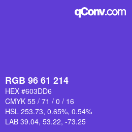 Color code: RGB 96 61 214 | qconv.com