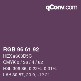 カラーコード: RGB 96 61 92 | qconv.com