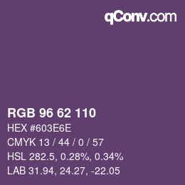 カラーコード: RGB 96 62 110 | qconv.com