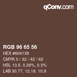 Farbcode: RGB 96 65 56 | qconv.com