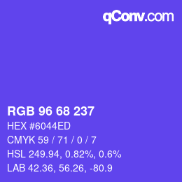 Color code: RGB 96 68 237 | qconv.com