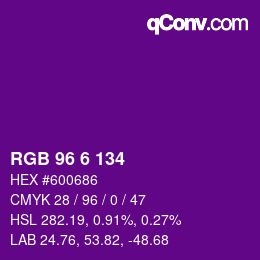 颜色代码: RGB 96 6 134 | qconv.com