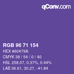 Color code: RGB 96 71 154 | qconv.com