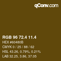 カラーコード: RGB 96 72.4 11.4 | qconv.com