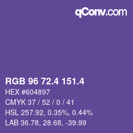 カラーコード: RGB 96 72.4 151.4 | qconv.com