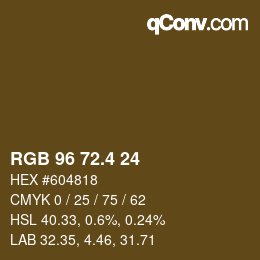 カラーコード: RGB 96 72.4 24 | qconv.com