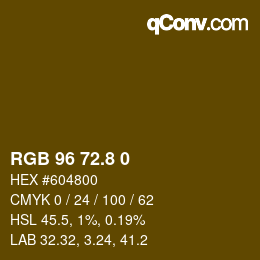 カラーコード: RGB 96 72.8 0 | qconv.com