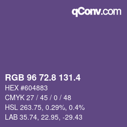 カラーコード: RGB 96 72.8 131.4 | qconv.com