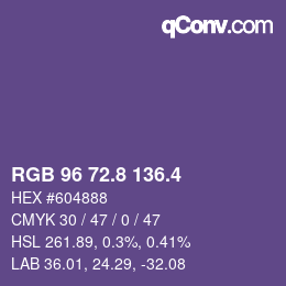 カラーコード: RGB 96 72.8 136.4 | qconv.com