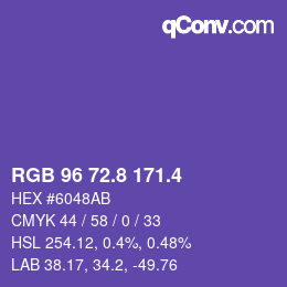 カラーコード: RGB 96 72.8 171.4 | qconv.com