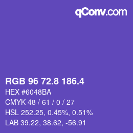 カラーコード: RGB 96 72.8 186.4 | qconv.com