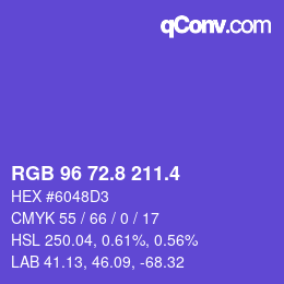 カラーコード: RGB 96 72.8 211.4 | qconv.com