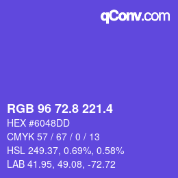 カラーコード: RGB 96 72.8 221.4 | qconv.com
