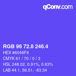 カラーコード: RGB 96 72.8 246.4 | qconv.com