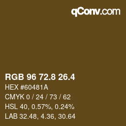 カラーコード: RGB 96 72.8 26.4 | qconv.com