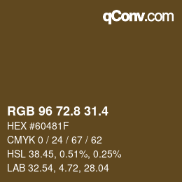 カラーコード: RGB 96 72.8 31.4 | qconv.com