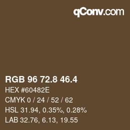 カラーコード: RGB 96 72.8 46.4 | qconv.com