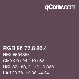 カラーコード: RGB 96 72.8 86.4 | qconv.com