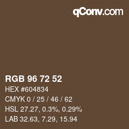 Farbcode: RGB 96 72 52 | qconv.com