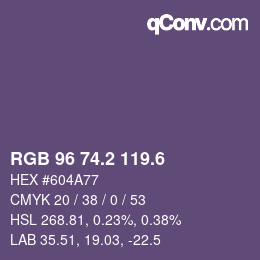 カラーコード: RGB 96 74.2 119.6 | qconv.com