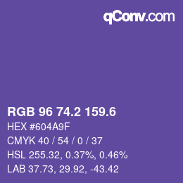 カラーコード: RGB 96 74.2 159.6 | qconv.com