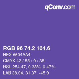 カラーコード: RGB 96 74.2 164.6 | qconv.com
