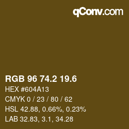 カラーコード: RGB 96 74.2 19.6 | qconv.com