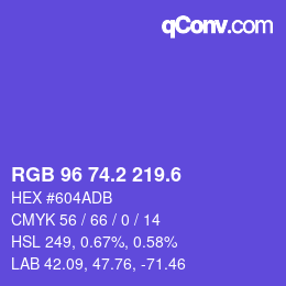 カラーコード: RGB 96 74.2 219.6 | qconv.com
