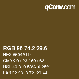 カラーコード: RGB 96 74.2 29.6 | qconv.com