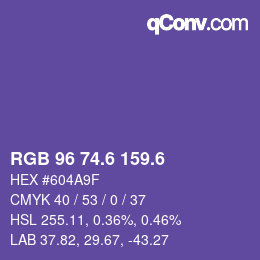 カラーコード: RGB 96 74.6 159.6 | qconv.com