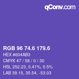カラーコード: RGB 96 74.6 179.6 | qconv.com