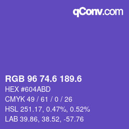 カラーコード: RGB 96 74.6 189.6 | qconv.com