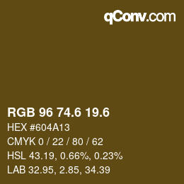 カラーコード: RGB 96 74.6 19.6 | qconv.com