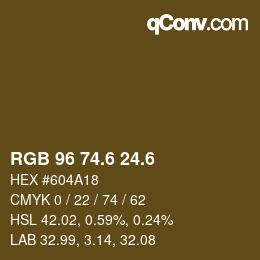 カラーコード: RGB 96 74.6 24.6 | qconv.com